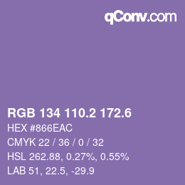 カラーコード: RGB 134 110.2 172.6 | qconv.com