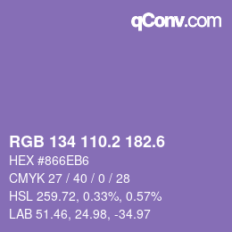 カラーコード: RGB 134 110.2 182.6 | qconv.com