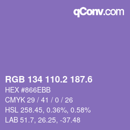 カラーコード: RGB 134 110.2 187.6 | qconv.com