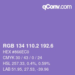 カラーコード: RGB 134 110.2 192.6 | qconv.com