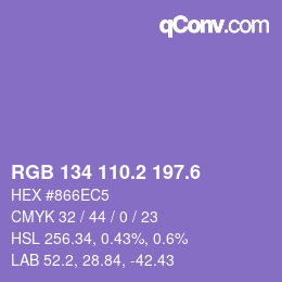 カラーコード: RGB 134 110.2 197.6 | qconv.com