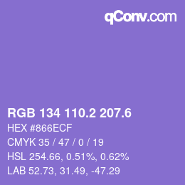 カラーコード: RGB 134 110.2 207.6 | qconv.com