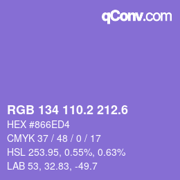 カラーコード: RGB 134 110.2 212.6 | qconv.com