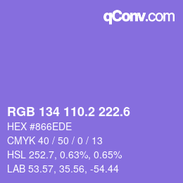 カラーコード: RGB 134 110.2 222.6 | qconv.com