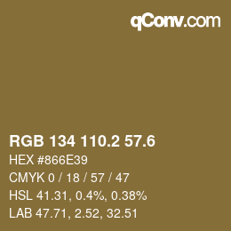 カラーコード: RGB 134 110.2 57.6 | qconv.com