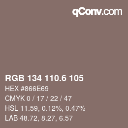 カラーコード: RGB 134 110.6 105 | qconv.com