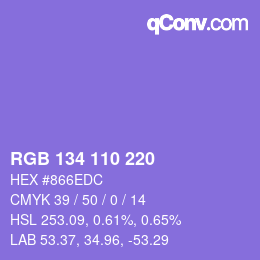 颜色代码: RGB 134 110 220 | qconv.com