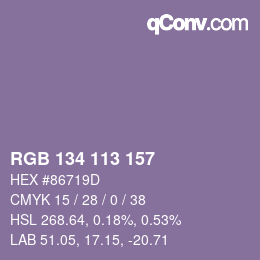 Color code: RGB 134 113 157 | qconv.com