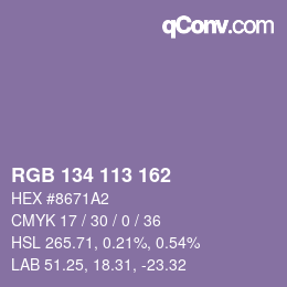 Color code: RGB 134 113 162 | qconv.com