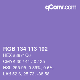 Color code: RGB 134 113 192 | qconv.com