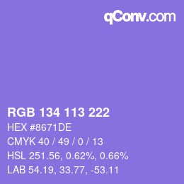 Color code: RGB 134 113 222 | qconv.com