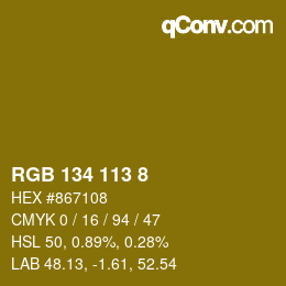 カラーコード: RGB 134 113 8 | qconv.com