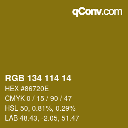 Color code: RGB 134 114 14 | qconv.com