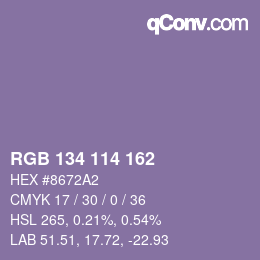 Color code: RGB 134 114 162 | qconv.com