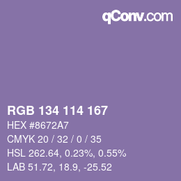 Código de color: RGB 134 114 167 | qconv.com