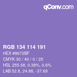 Color code: RGB 134 114 191 | qconv.com