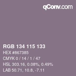 Code couleur: RGB 134 115 133 | qconv.com