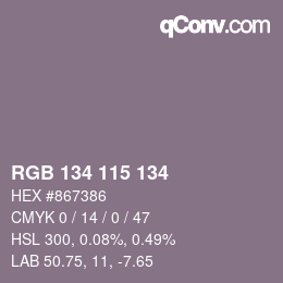 Color code: RGB 134 115 134 | qconv.com