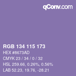 Color code: RGB 134 115 173 | qconv.com