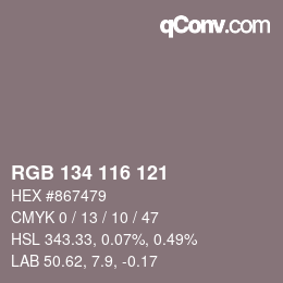 Code couleur: RGB 134 116 121 | qconv.com
