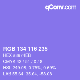 Color code: RGB 134 116 235 | qconv.com
