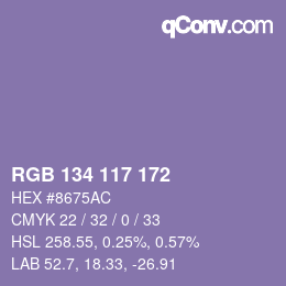 Color code: RGB 134 117 172 | qconv.com