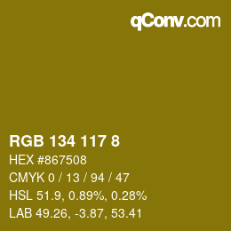 Color code: RGB 134 117 8 | qconv.com