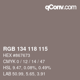 Code couleur: RGB 134 118 115 | qconv.com