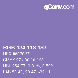 颜色代码: RGB 134 118 183 | qconv.com