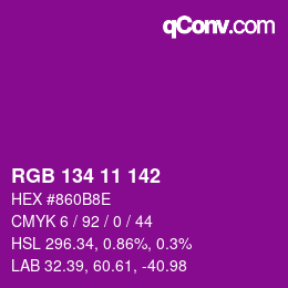 カラーコード: RGB 134 11 142 | qconv.com