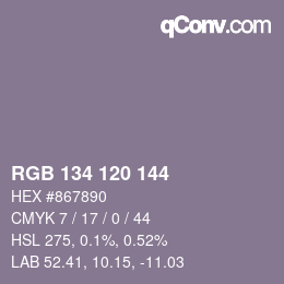 カラーコード: RGB 134 120 144 | qconv.com