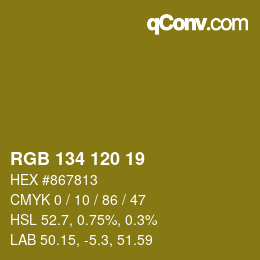 Color code: RGB 134 120 19 | qconv.com