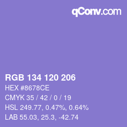 カラーコード: RGB 134 120 206 | qconv.com