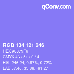 Color code: RGB 134 121 246 | qconv.com