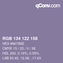 カラーコード: RGB 134 122 158 | qconv.com