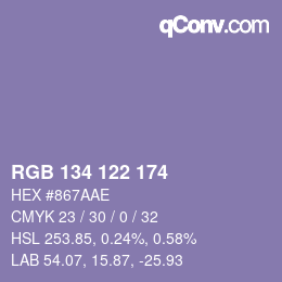 Código de color: RGB 134 122 174 | qconv.com
