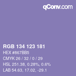カラーコード: RGB 134 123 181 | qconv.com