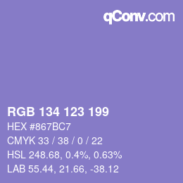 Color code: RGB 134 123 199 | qconv.com