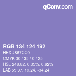 Color code: RGB 134 124 192 | qconv.com