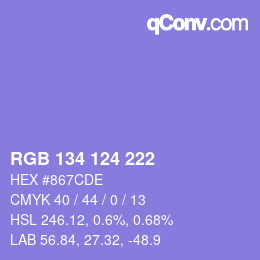 Color code: RGB 134 124 222 | qconv.com