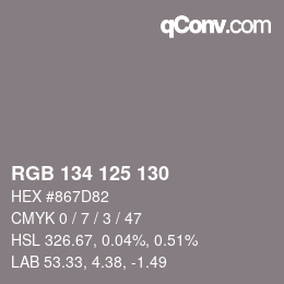 Farbcode: RGB 134 125 130 | qconv.com