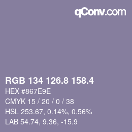 カラーコード: RGB 134 126.8 158.4 | qconv.com