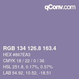 カラーコード: RGB 134 126.8 163.4 | qconv.com