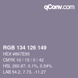 Código de color: RGB 134 126 149 | qconv.com