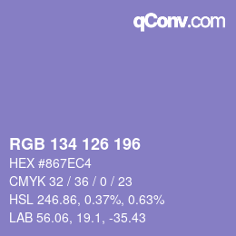 颜色代码: RGB 134 126 196 | qconv.com
