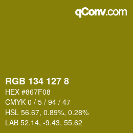 Color code: RGB 134 127 8 | qconv.com