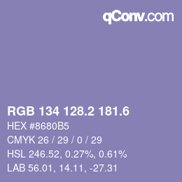 カラーコード: RGB 134 128.2 181.6 | qconv.com