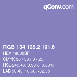 カラーコード: RGB 134 128.2 191.6 | qconv.com