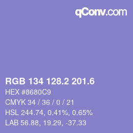 カラーコード: RGB 134 128.2 201.6 | qconv.com