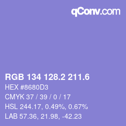 カラーコード: RGB 134 128.2 211.6 | qconv.com